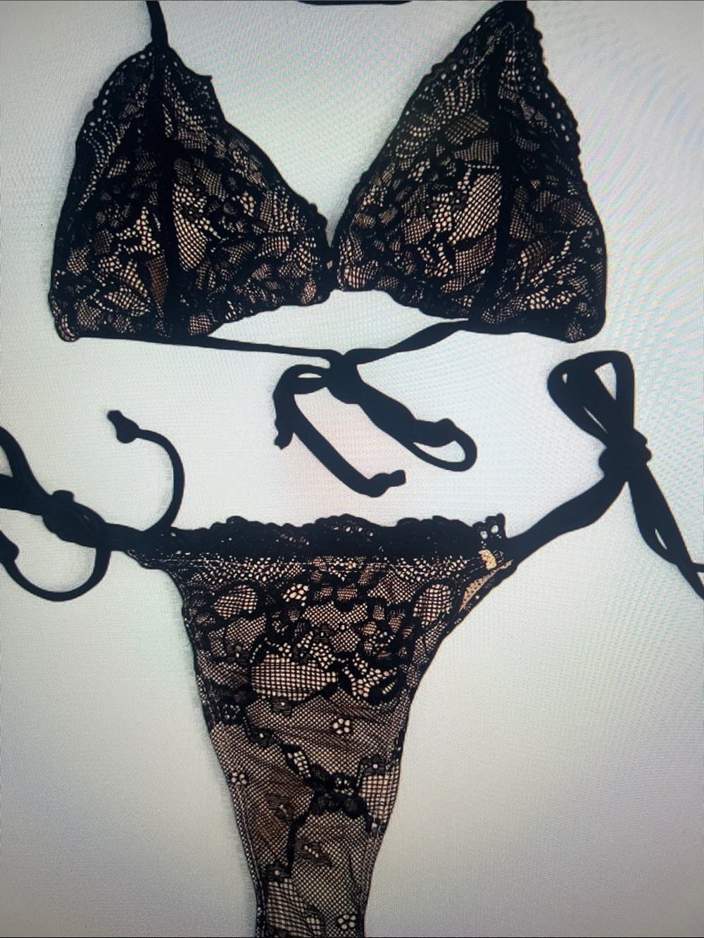Black Lace Triangle Bikini Set